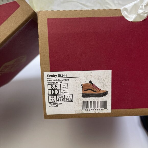 Vans Unisex Sk8-Hi Sentry Hiker Brown Black Suede Trainers Shoes Mid-Top Men 8.5 - Picture 13 of 15